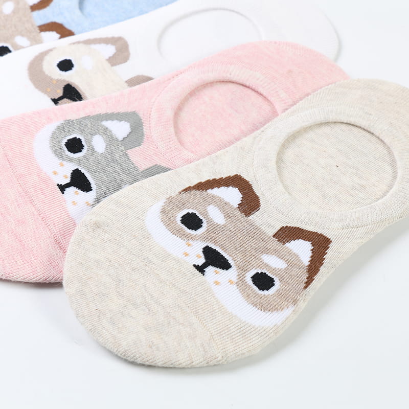 Spring Teen Girls Antislip Pink Cartoon Animal Dog Cotton Cute Ankle Lady Socks