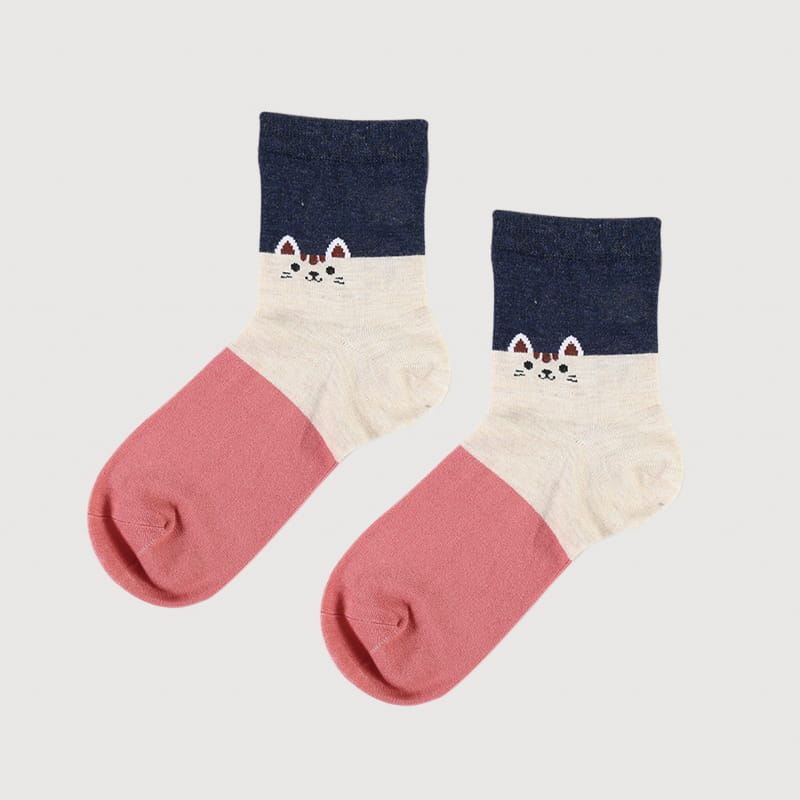 Fashion Cartoon Cat Spun Silk Jacquard Super Soft Lady Socks