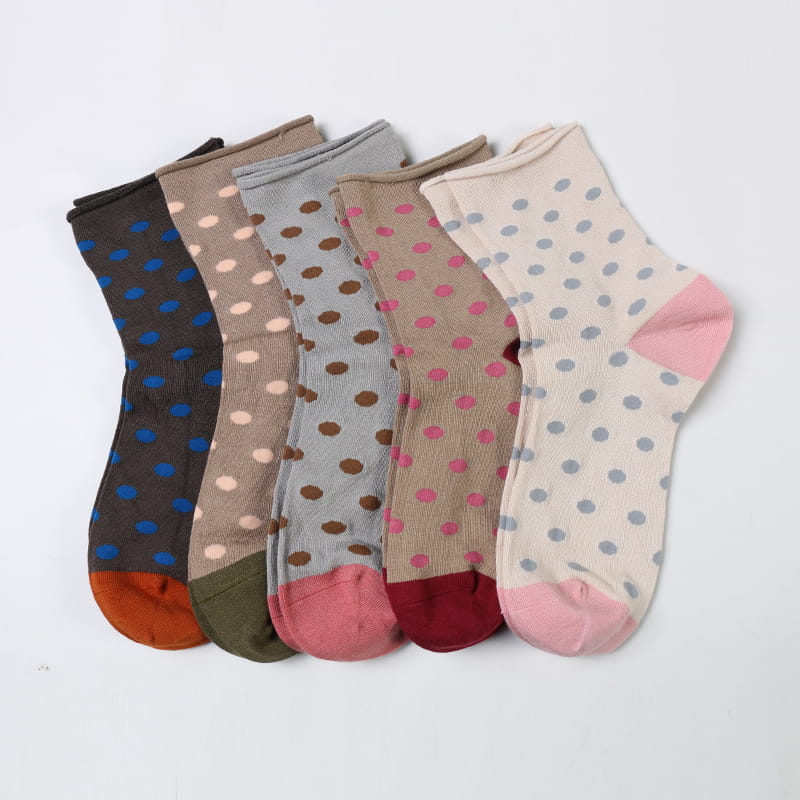 Fashion Dot Spun Silk Jacquard Super Soft Lady Socks