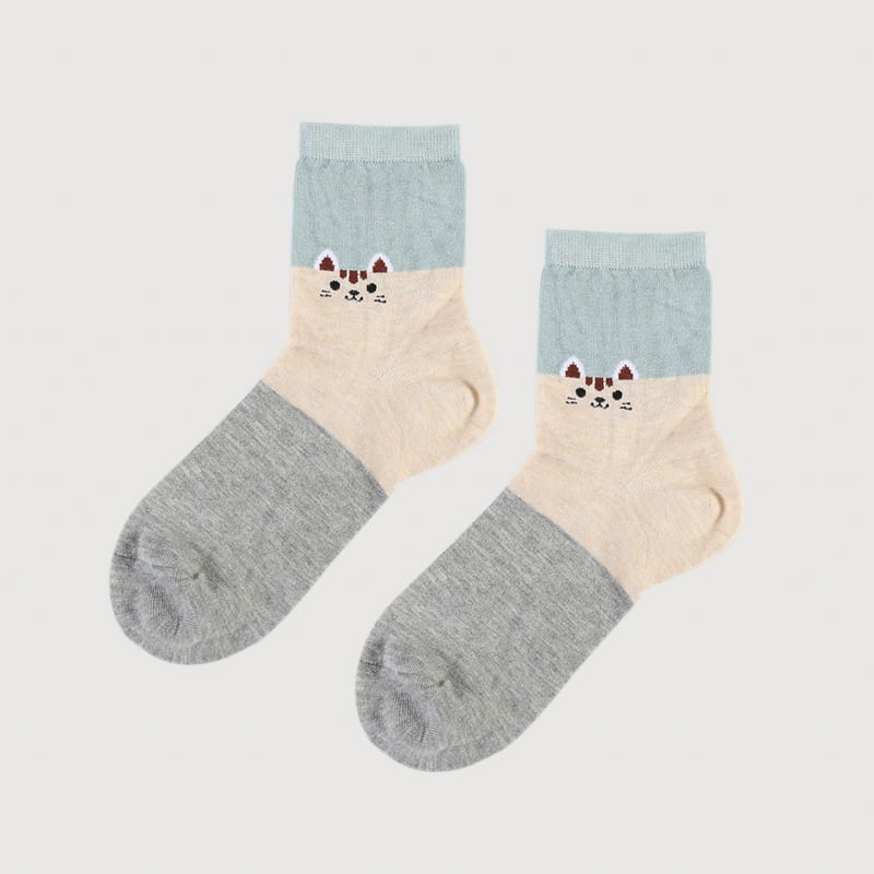 Fashion Cartoon Cat Spun Silk Jacquard Super Soft Lady Socks