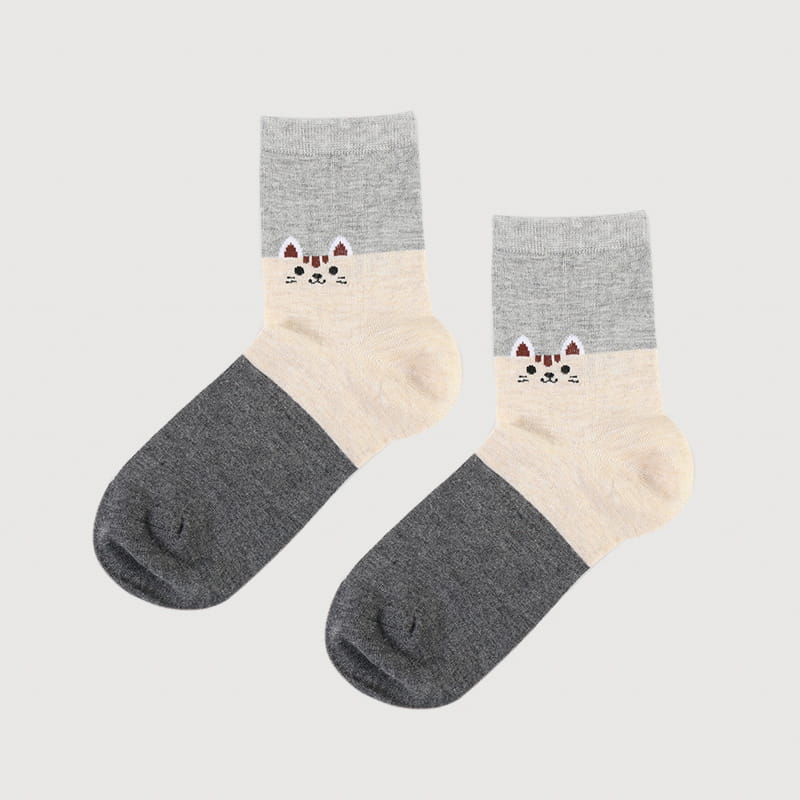 Fashion Cartoon Cat Spun Silk Jacquard Super Soft Lady Socks