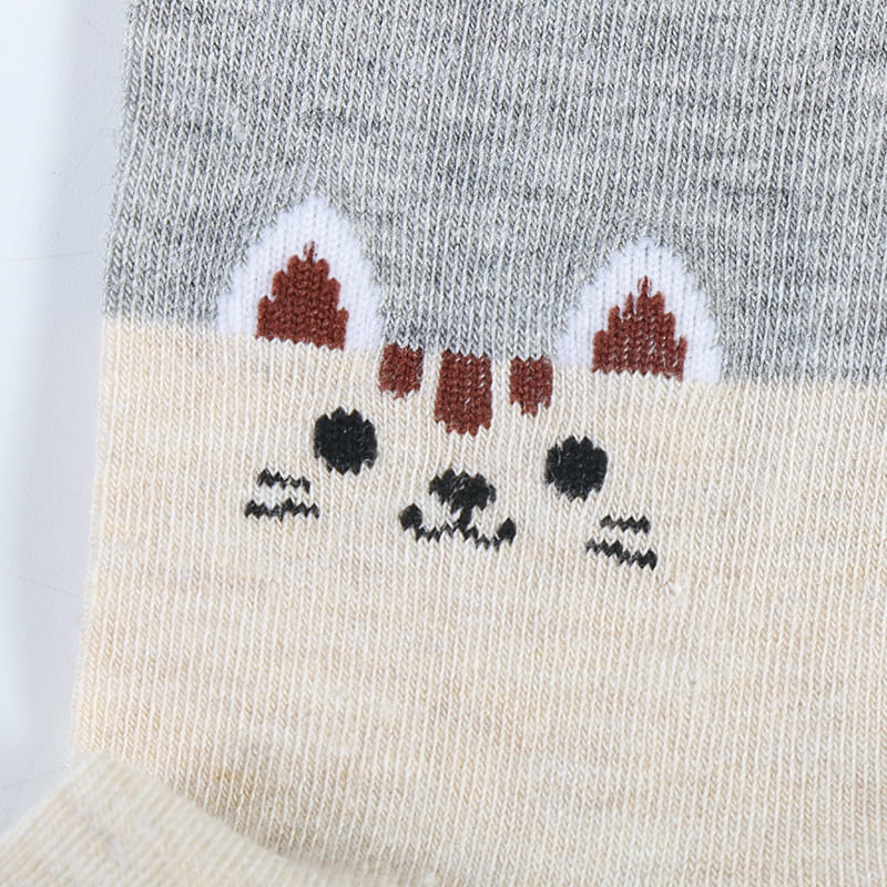 Fashion Cartoon Cat Spun Silk Jacquard Super Soft Lady Socks