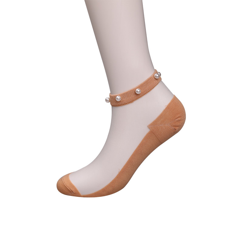 Fashion nylon diaphanum sericum bombacio fundum feminae navi socks top margaritum vitreum vitrum sericum mulieres navi socks WSD1288