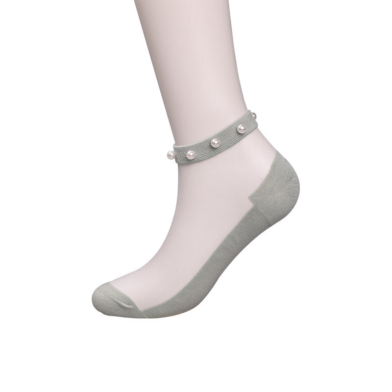 Fashion nylon diaphanum sericum bombacio fundum feminae navi socks top margaritum vitreum vitrum sericum mulieres navi socks WSD1288