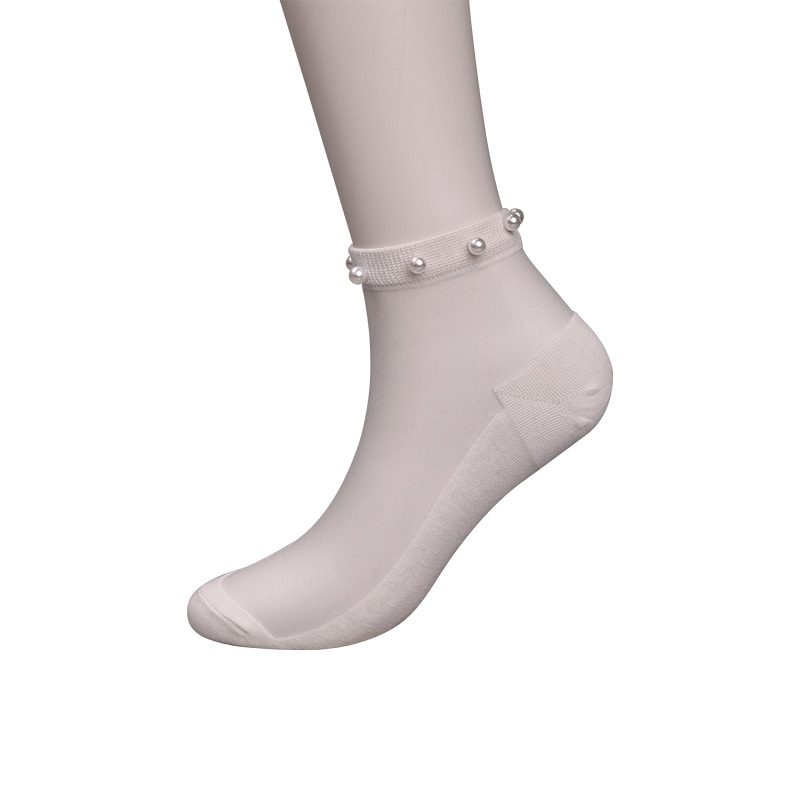 Fashion nylon diaphanum sericum bombacio fundum feminae navi socks top margaritum vitreum vitrum sericum mulieres navi socks WSD1288