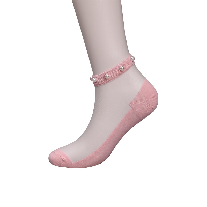 Fashion nylon diaphanum sericum bombacio fundum feminae navi socks top margaritum vitreum vitrum sericum mulieres navi socks WSD1288