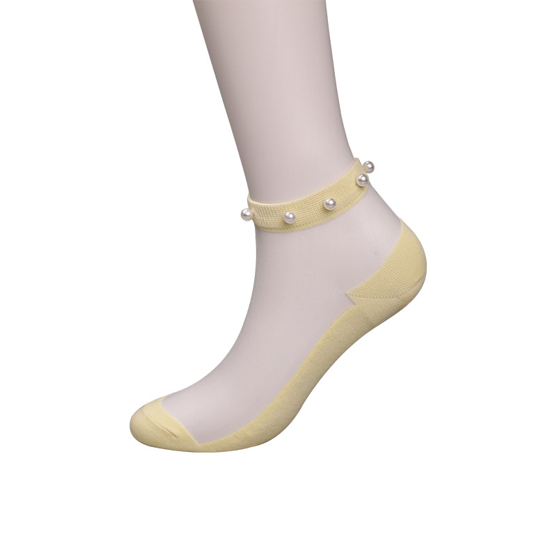 Fashion nylon diaphanum sericum bombacio fundum feminae navi socks top margaritum vitreum vitrum sericum mulieres navi socks WSD1288