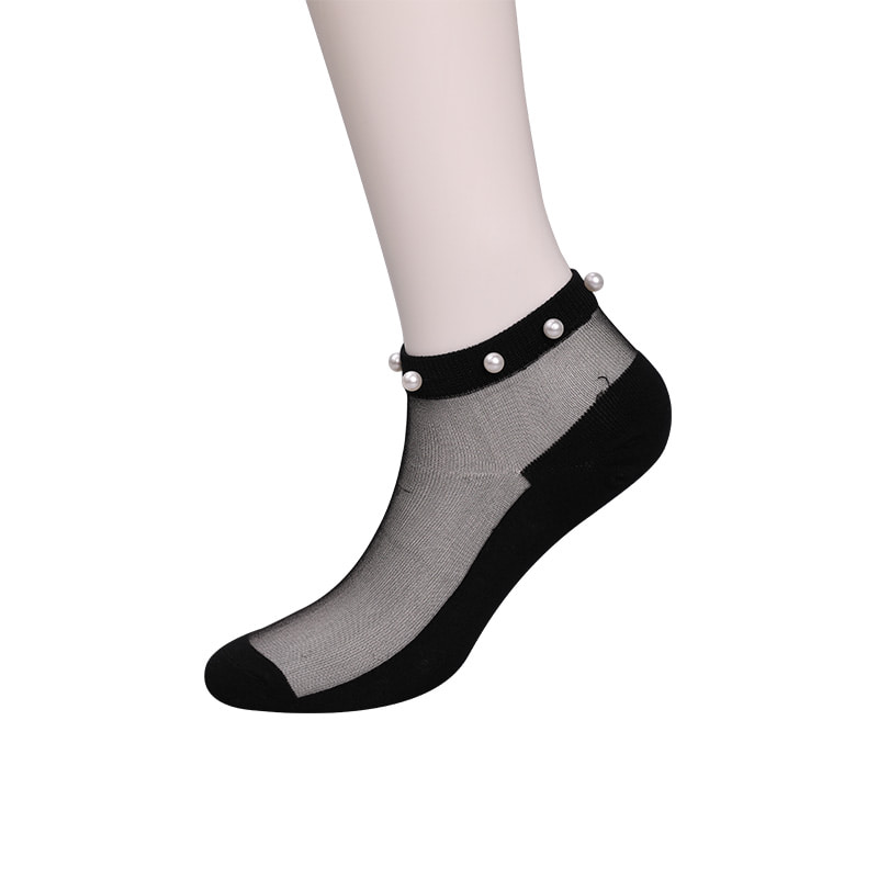 Fashion nylon diaphanum sericum bombacio fundum feminae navi socks top margaritum vitreum vitrum sericum mulieres navi socks WSD1288