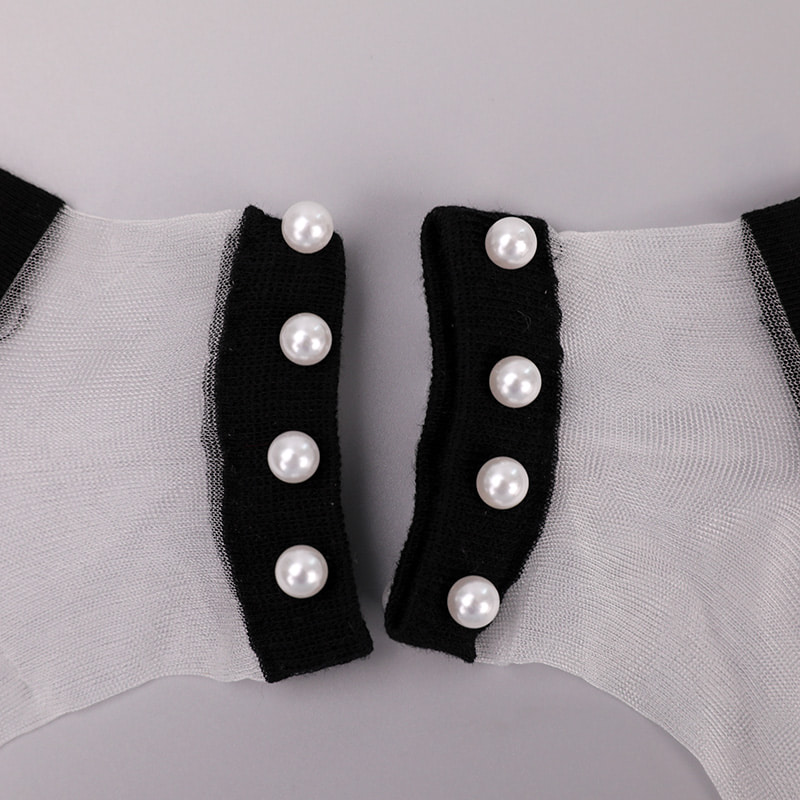 Fashion nylon diaphanum sericum bombacio fundum feminae navi socks top margaritum vitreum vitrum sericum mulieres navi socks WSD1288