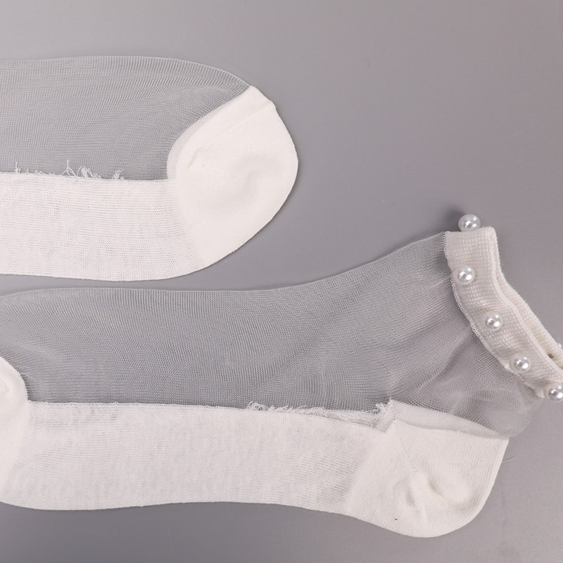 Fashion nylon diaphanum sericum bombacio fundum feminae navi socks top margaritum vitreum vitrum sericum mulieres navi socks WSD1288