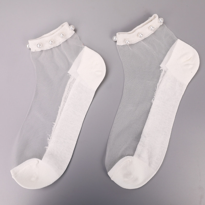 Fashion nylon diaphanum sericum bombacio fundum feminae navi socks top margaritum vitreum vitrum sericum mulieres navi socks WSD1288
