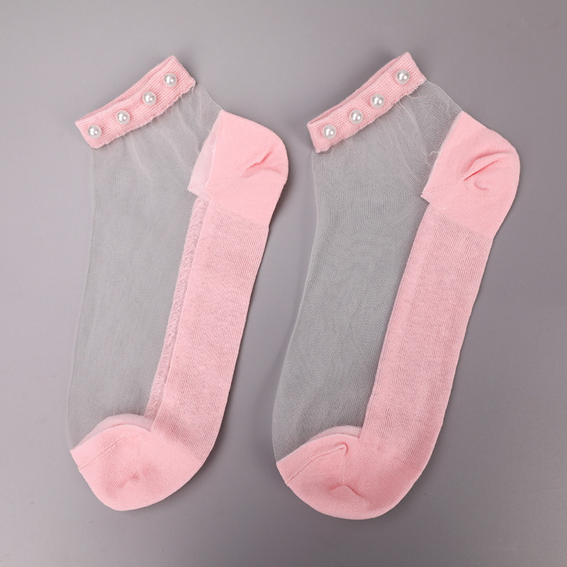 Fashion nylon diaphanum sericum bombacio fundum feminae navi socks top margaritum vitreum vitrum sericum mulieres navi socks WSD1288