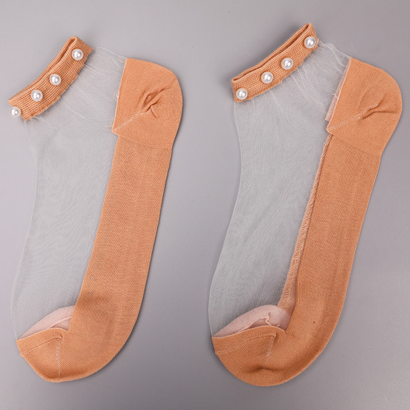 Fashion nylon diaphanum sericum bombacio fundum feminae navi socks top margaritum vitreum vitrum sericum mulieres navi socks WSD1288
