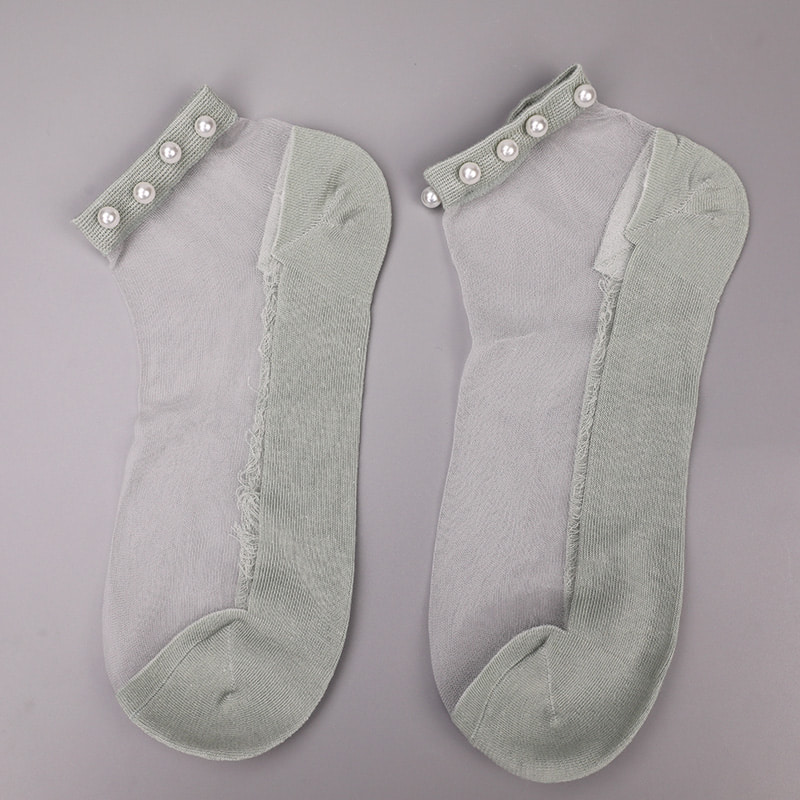 Fashion nylon diaphanum sericum bombacio fundum feminae navi socks top margaritum vitreum vitrum sericum mulieres navi socks WSD1288