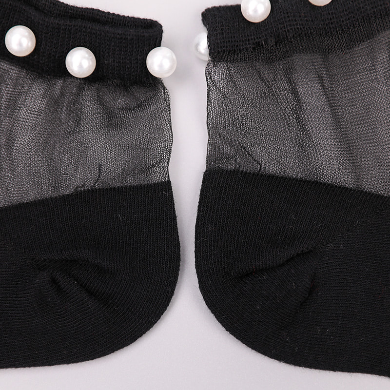 Fashion nylon diaphanum sericum bombacio fundum feminae navi socks top margaritum vitreum vitrum sericum mulieres navi socks WSD1288