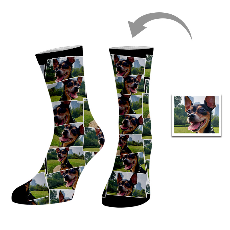 Fashion Customized Size Black Heel Blank White Polyester Quantity Custom Face 3d Printed Socks