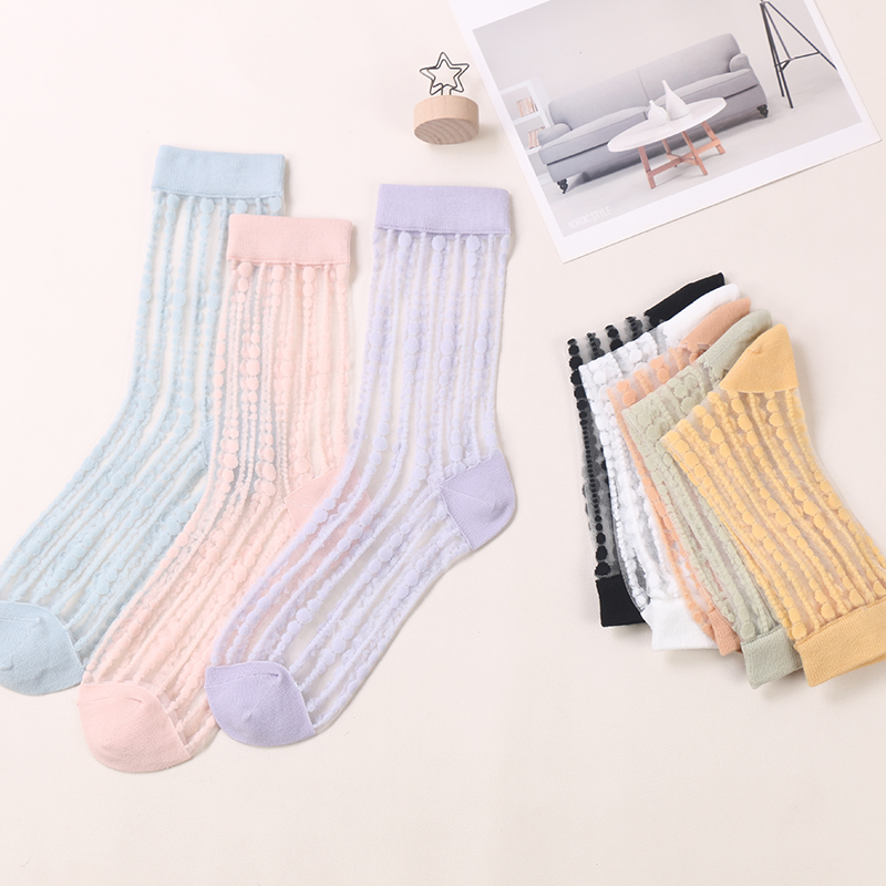 Aestas Pulchra tenuis spirabilis Crystalli sericum Flos Fashion Cool Transparens Sock pro Women