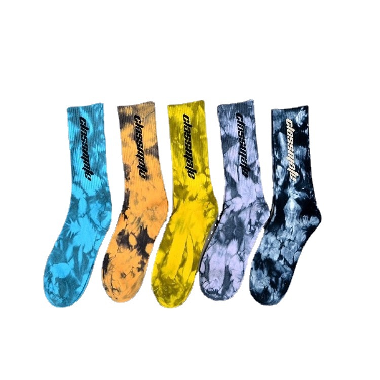 Fashion Tie Dye Personalized Sox Jacquard Oem Crew Street Sport Men Print Designer Logo Custom Socks