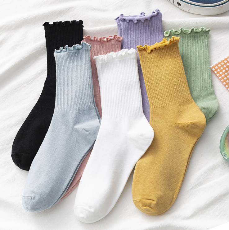 Solidum color slouch socks mulieribus puella tegis bombacio mulieres costata socks