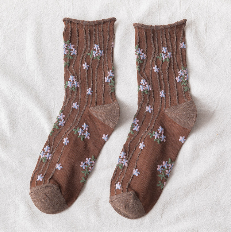 Kawaii Socks Korean Style Spring Floral Dulce Puella Ladies Flower Cute Korea Womens Cotton Udones